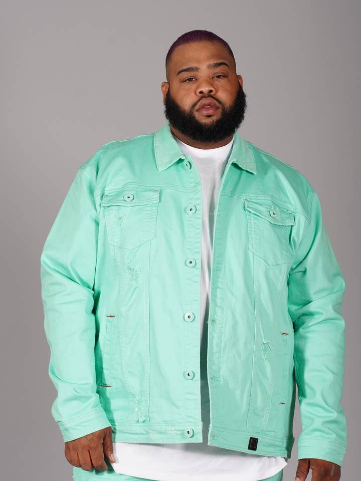 M1026 Makobi Core Denim Jacket-Green for wholesale by Makobi