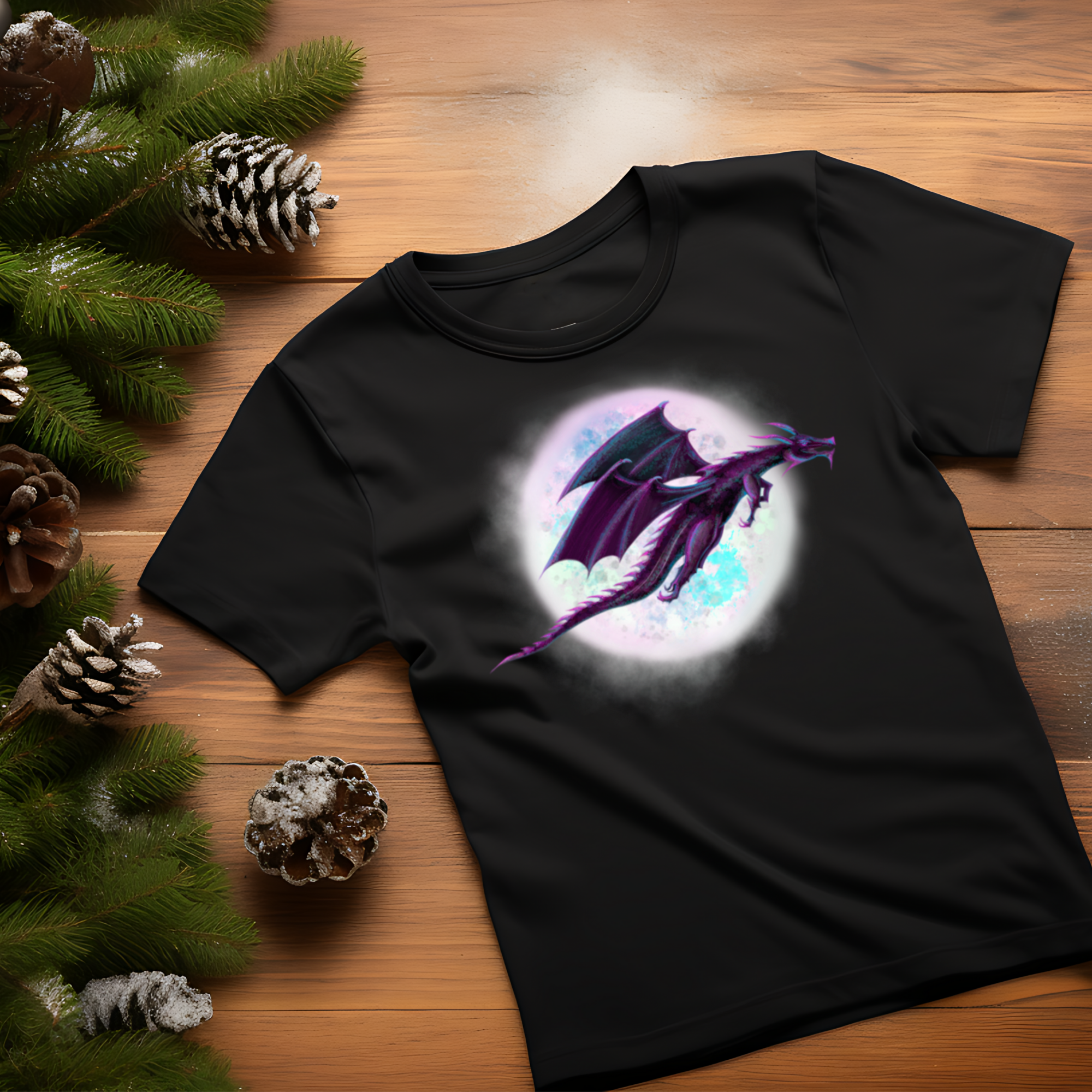 Hannah Kate Makes - Wholesale T-Shirt (Graphic) - Unisex - Dragon Moon T-shirt - Black - 100% Cotton - Gothic Whimsy14