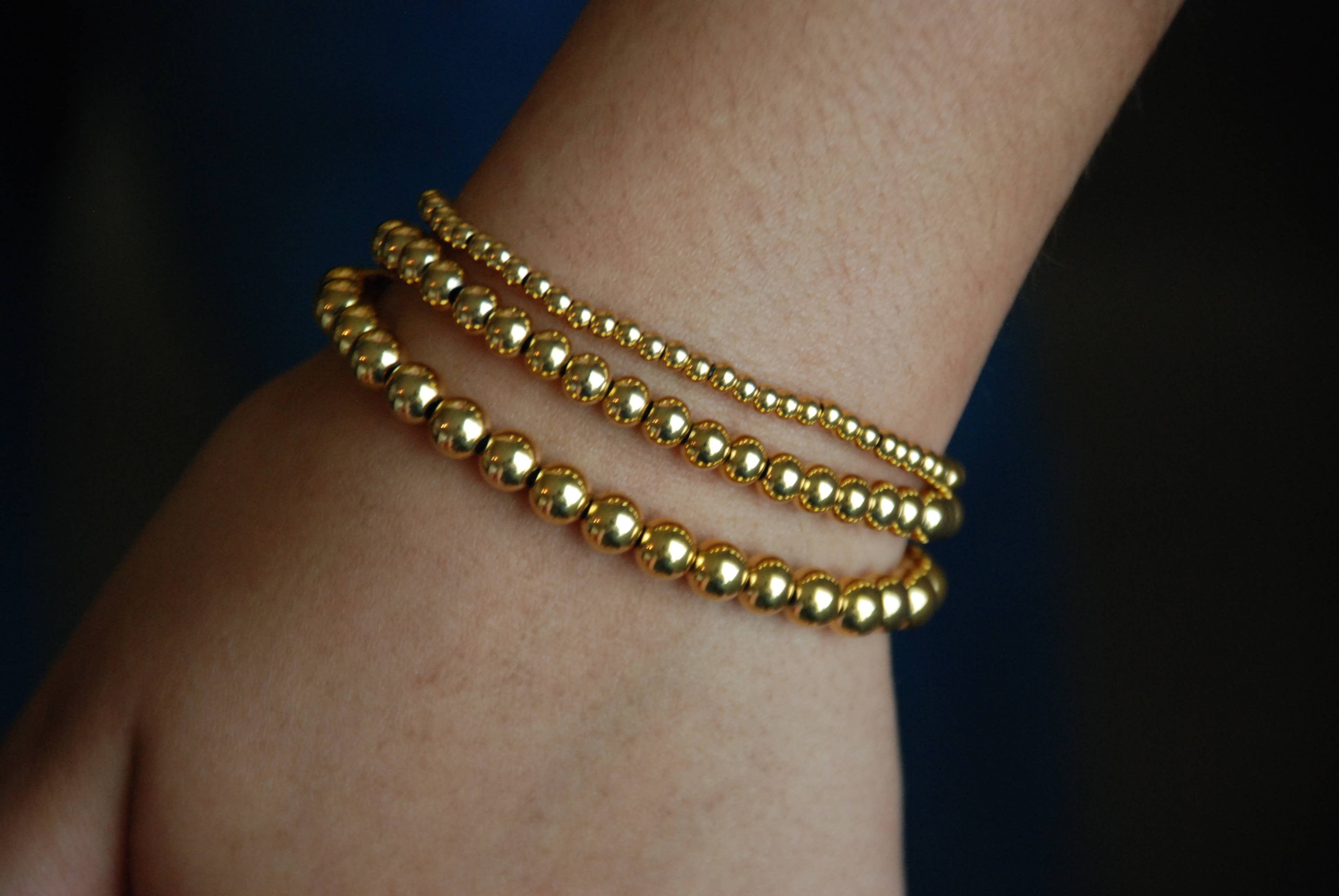 Ash on AK Jewelry - Vente Bracelet de perles - Bracelet Harlow extensible à perles en or rempli 18 carats7