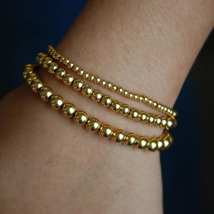 Ash on AK Jewelry - Vente Bracelet de perles - Bracelet Harlow extensible à perles en or rempli 18 carats7