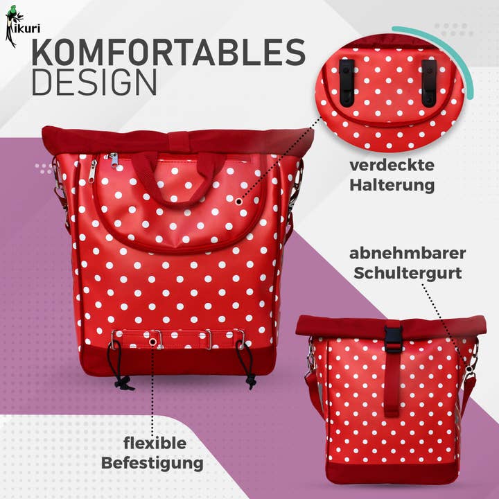 Ikuri - Wholesale Biking Accessories - Bicycle bag for luggage rack single bag - Lunares red