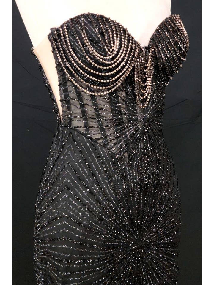 Chicas - Wholesale Gown - Women's - Long sparkling mermaid dress with hanging jewels CF00140