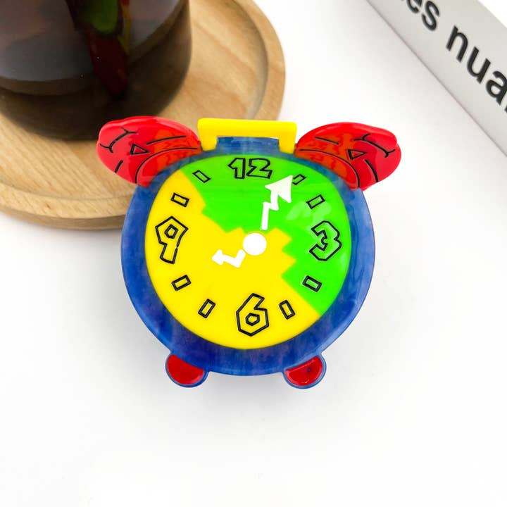 TheDivaSoap - Wholesale Hair Clip - Women's - Cartoon Alarm Clock Hair Clip, Acetate Claw Clip