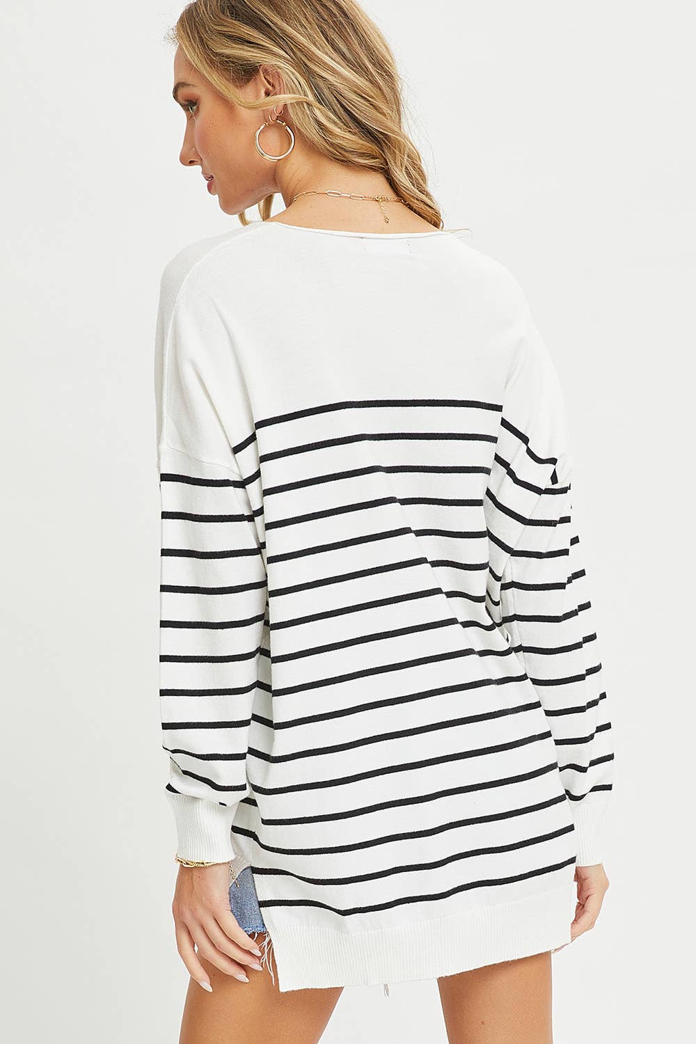 Sweet Lovely by Jen - Vente Pull en maille – femme - PULL À RAYURES SURDIMENSIONNÉ CONFORTABLE3