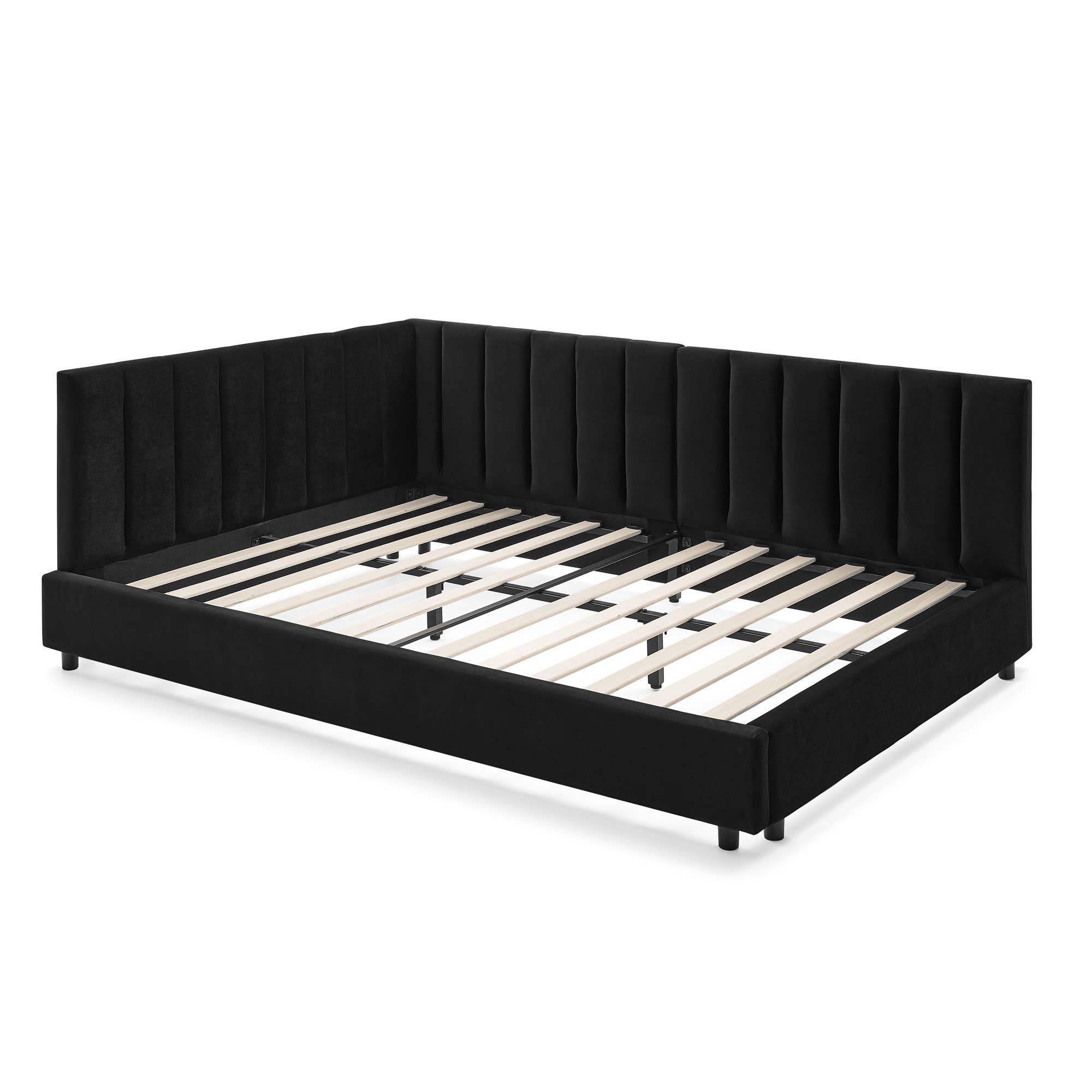 39F Inc. - Wholesale Bed - Mid-Century Full Size Tufted Bed Frame ,Gray/Beige/Black 20