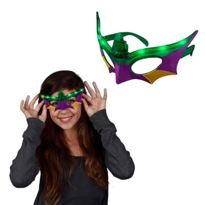 Light Up Mardi Gras Mask for wholesale by Blinkee.com, LLC