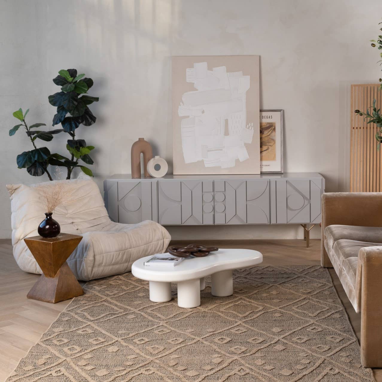 Abstract Boho Brown Beige Indoor Area Rug for wholesale on Faire3