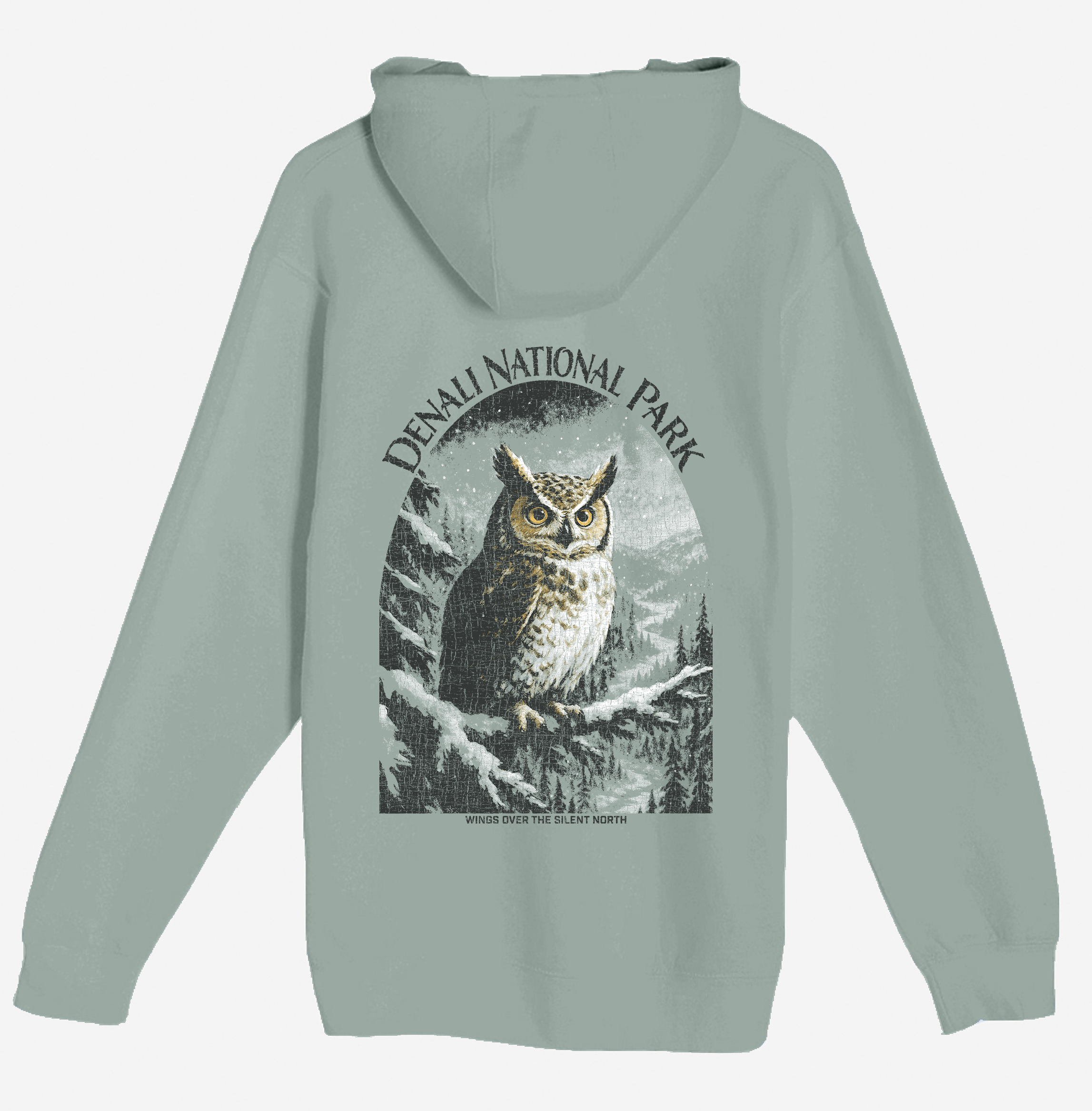 Textile Graphix - Wholesale Hoodie - Unisex - Winter Owl Hoodie – Vintage Alaska Wildlife Design1