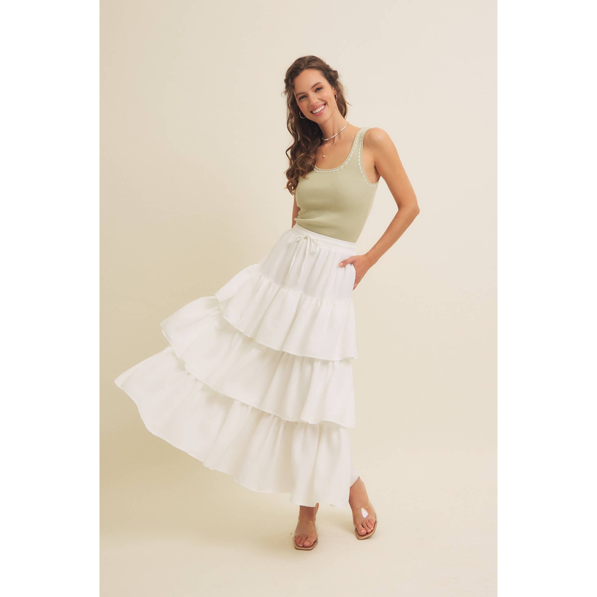 in february - Wholesale Skirt - Women's - AIRY YEAR-ROUND TIERED RUFFLE MAXI SKIRT WITH POCKETS4