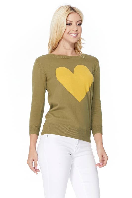 Lemon Tree - Wholesale Knit Sweater - Women's - Love Heart Crew neck Pullover Sweater4