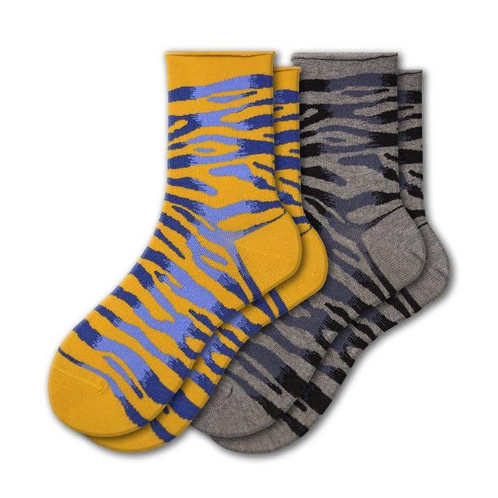 Sierra Socks Zebramuster Hi Fußkettchen Lässige Baumwolle Damen 2 Paar Pack Socken für den Großhandel von Sierra Socks