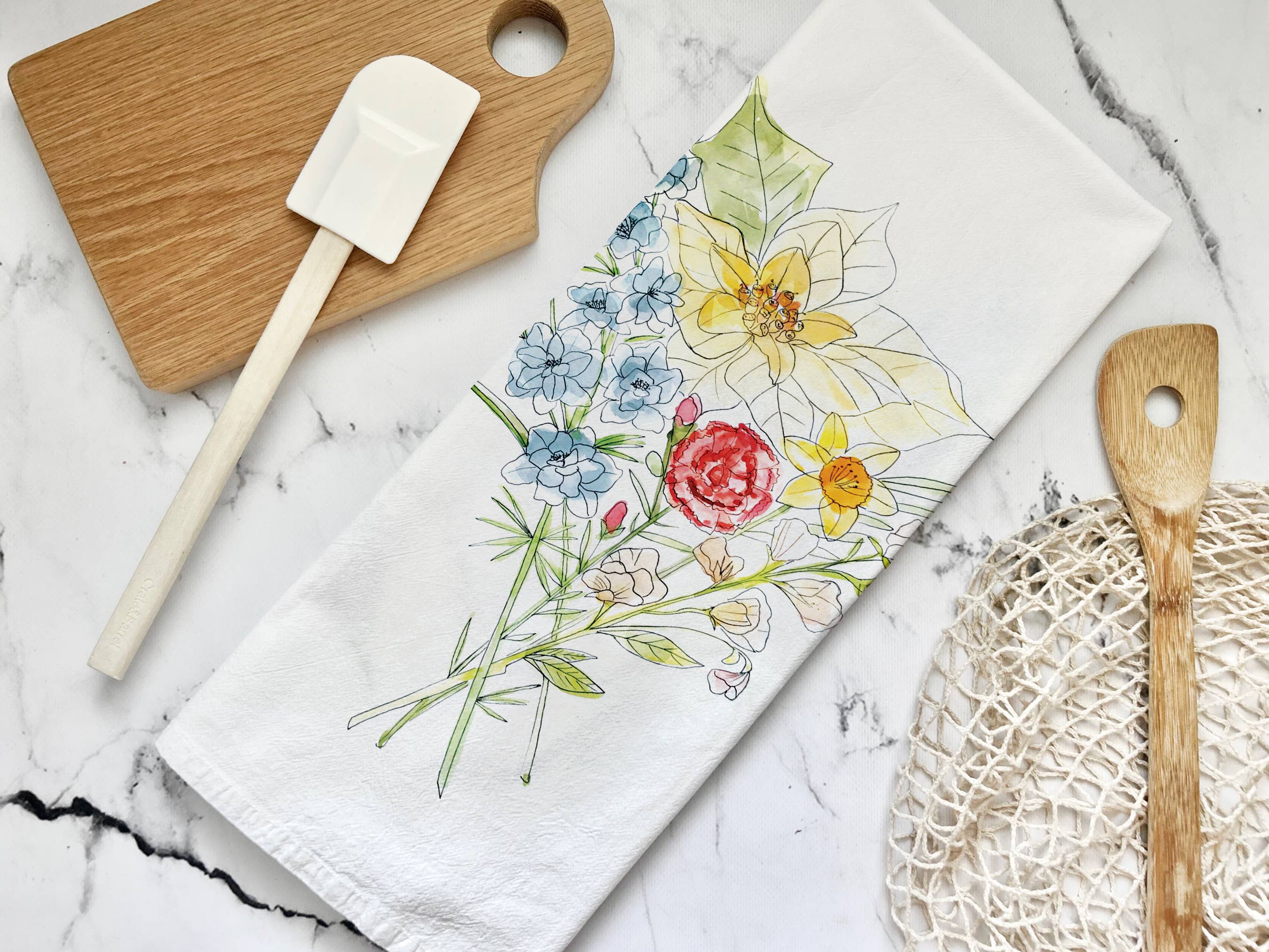 Honey Brush Design® - Wholesale Tea Towel - Flowers No.2 Tea Towel1