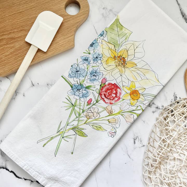 Honey Brush Design® - Wholesale Tea Towel - Flowers No.2 Tea Towel1