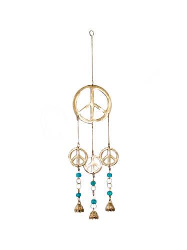 (PC)HANGING BELLS - 4 PEACE SIGNS 14.5"L for wholesale by Oceanic Linkways Inc