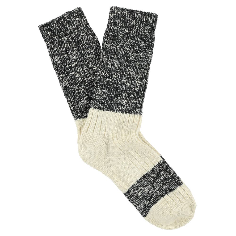 ESCUYER - Wholesale Socks - Men's - Melange Block Socks Black / Ecru1
