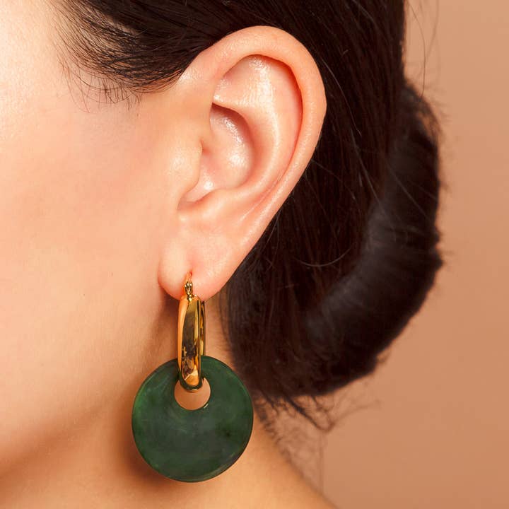 Little Sky Stone - Wholesale Hoop Earrings - Sienna Donut Charm Chunky Hoop Earrings1