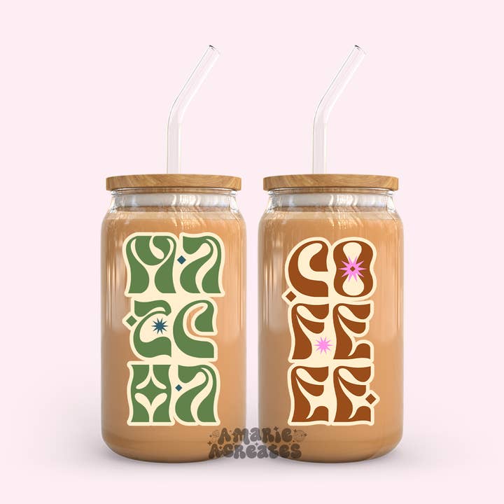 Tasse en verre rétro à café/matcha pour la vente par amarieacreates