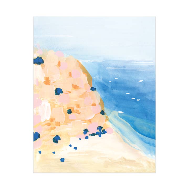 Celeste Coastal Cliff Ocean Landscape Art Print for wholesale by Evergreen Summer