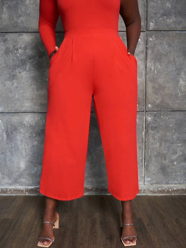 Essential Cropped Wide Leg Pants - Red for wholesale on Faire2