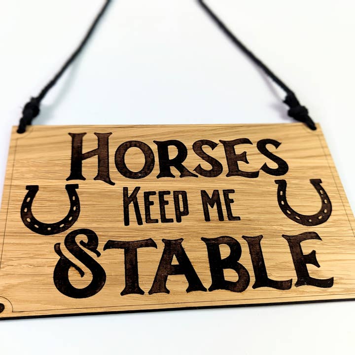 Chikai Shop - Wholesale Door Hanger - Horses keep me stable oak wood door sign, horse door hanger6