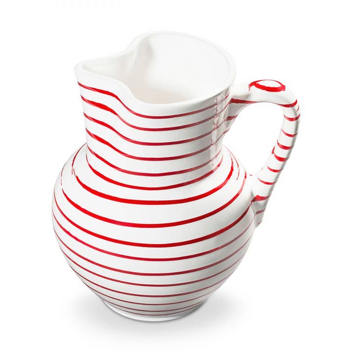 Brocca a forma di Vienna con righe rosse fiammeggianti (1,5 L) per la vendita all'ingrosso da parte di Gmundner Keramik Handels GmbH