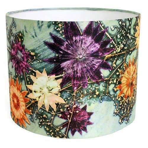 Branching Astrantia | Green & Blue Lampshade for wholesale by Gillian Arnold