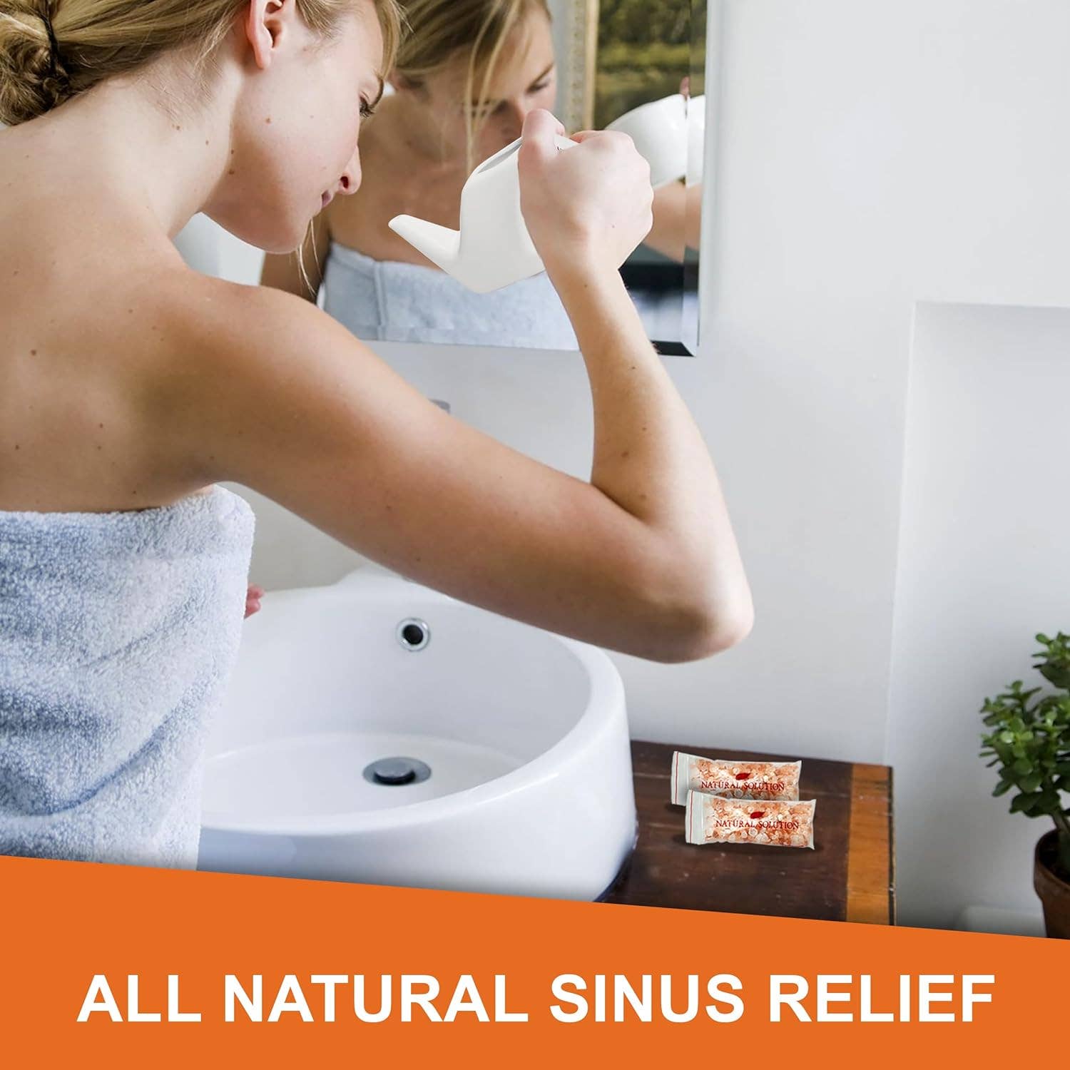 WBM LLC - Wholesale Nasal Care - Natural Solution Ceramic Neti Pot Sinus Rinse With Pink Salt4