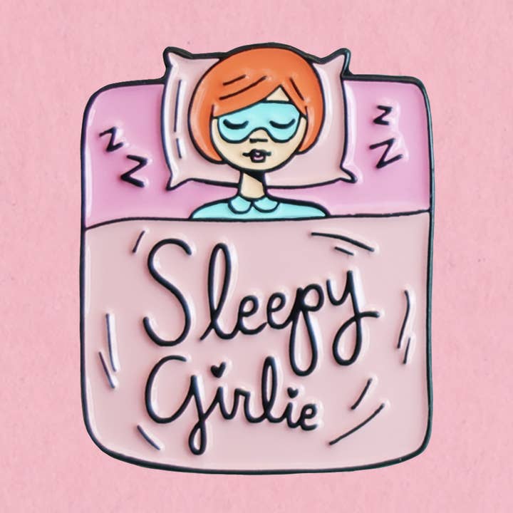 Sleepy girlie enamel lapel pin for wholesale by Kate Gabrielle