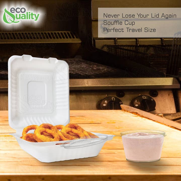EcoQuality - Wholesale Food Storage Container - 3Oz Clear Leak Proof Plastic Condiment Souffle Containers