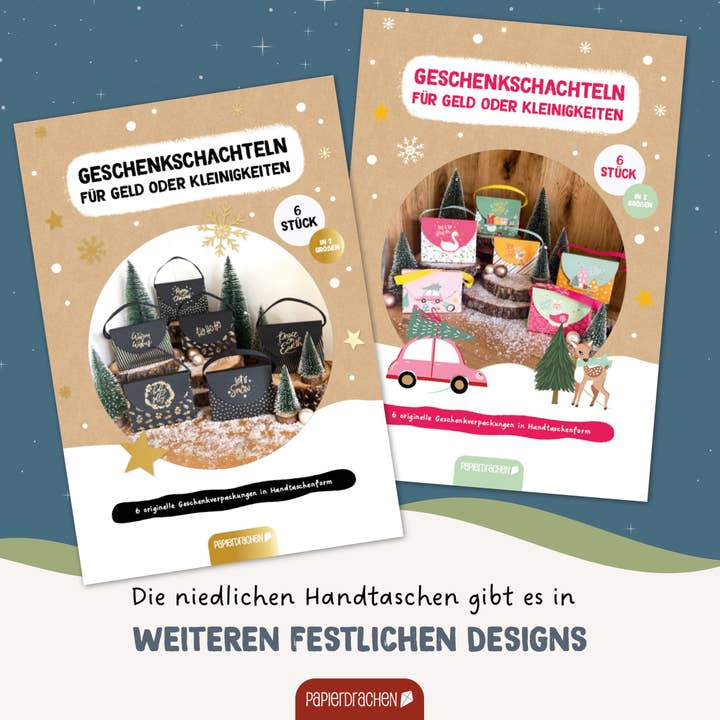 Papierdrachen - Wholesale Gift Bag Set/Pack - Paper kite gift wrapping handbags winter animals6