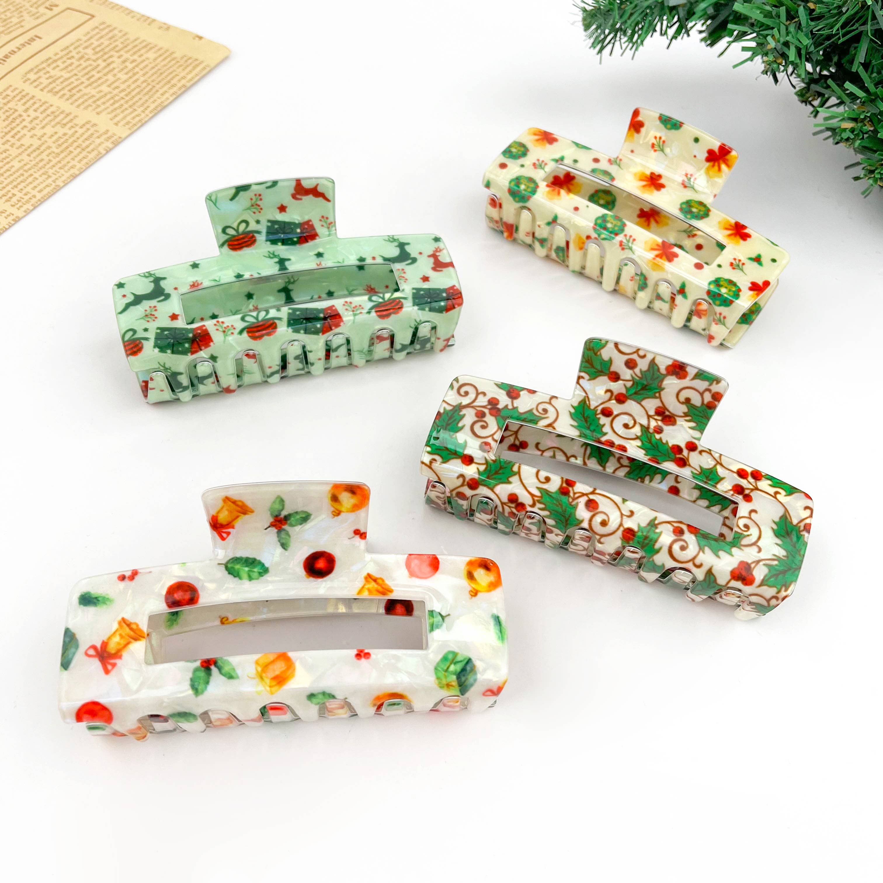 TheDivaSoap - Wholesale Hair Clip - Women's - Christmas Series Rectangular Hair Claw Clips15