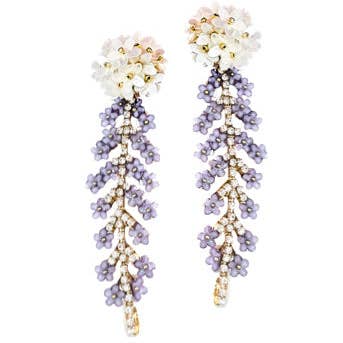 Marie Earrings - Lavender + Flower Top for wholesale by THE ACCESSORY SCOUT