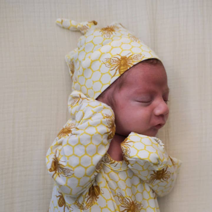 Bees Bamboo Viscose Newborn Gown for wholesale by Pookie Baby