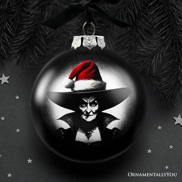 Gruseliges Weihnachts-Porträt aus Glas, böse Hexe für den Großhandel von OrnamentallyYou