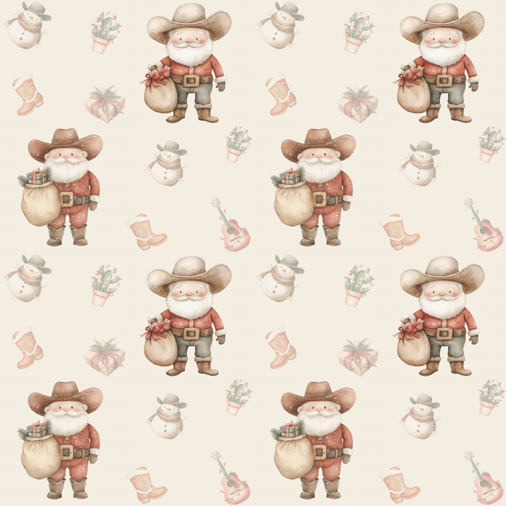 Lokipawz - Wholesale Flat Wrap - Western Santa Holiday Wrapping Paper15