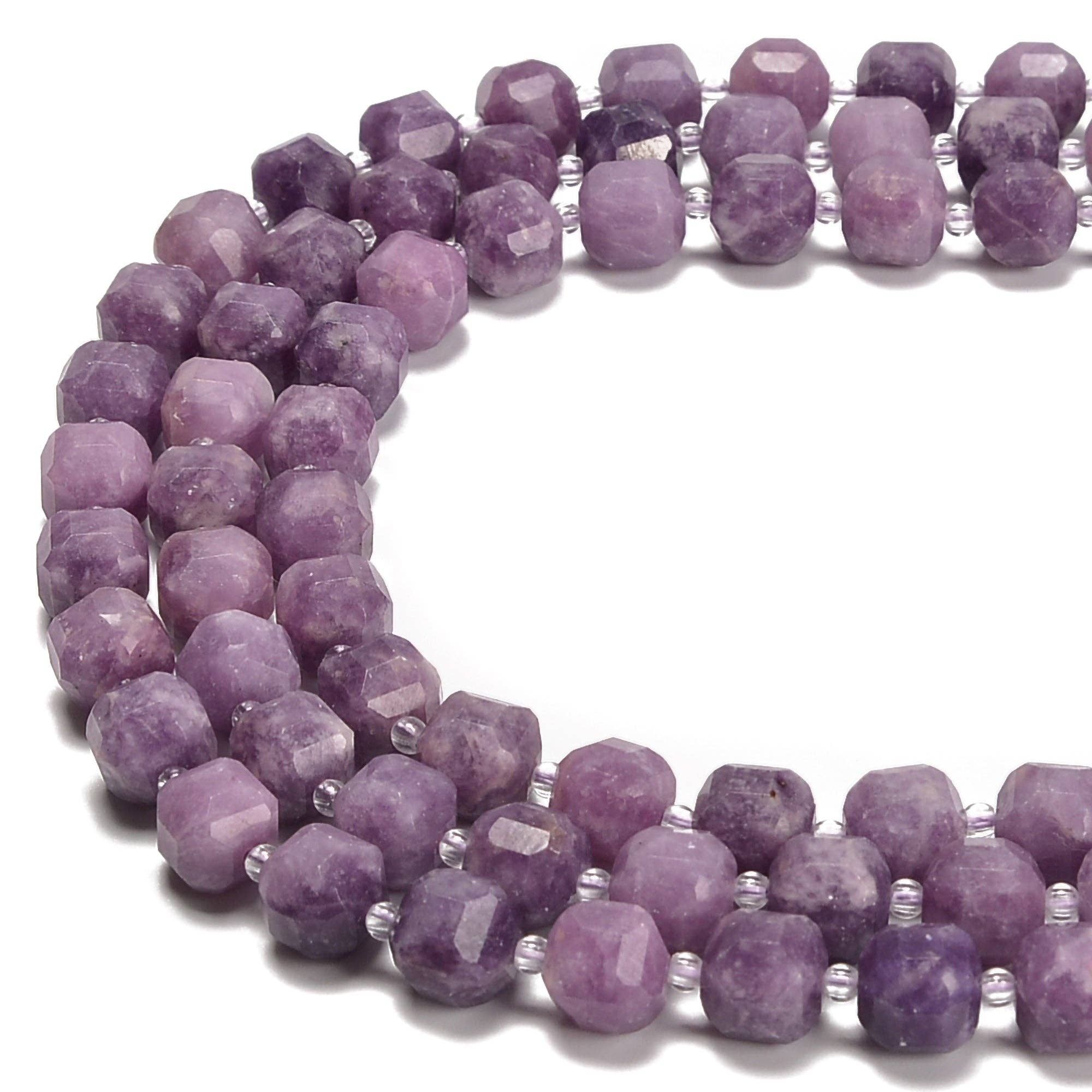 CRCBEADS - Wholesale Beads - Natural Lepidolite Faceted Cube Beads Size 8-9mm 15.5'' Strand1