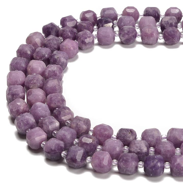 CRCBEADS - Wholesale Beads - Natural Lepidolite Faceted Cube Beads Size 8-9mm 15.5'' Strand1