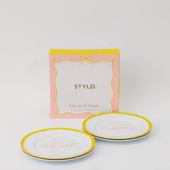 STYLD. - Wholesale Dinnerware Set - Baby, Let's Go Outside Melamine Plate Set | So Yummy
