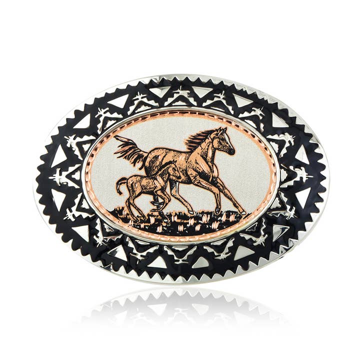 BB 57 Foal & Horse Cowboy Belt Buckle for wholesale by COPPER ARTS INC.