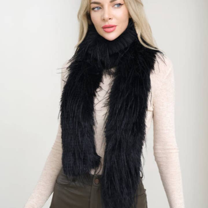 MiMi Wholesale - Wholesale Scarf - Women's - S5122 Lana Feathered Fur Shaggy Scarf Stole