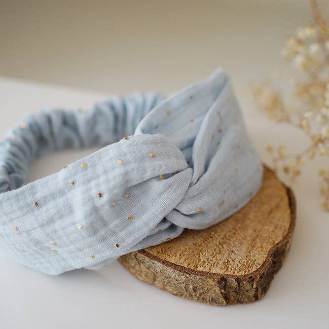 Ice Blue and Gold Lina Headband for wholesale by Bohomane