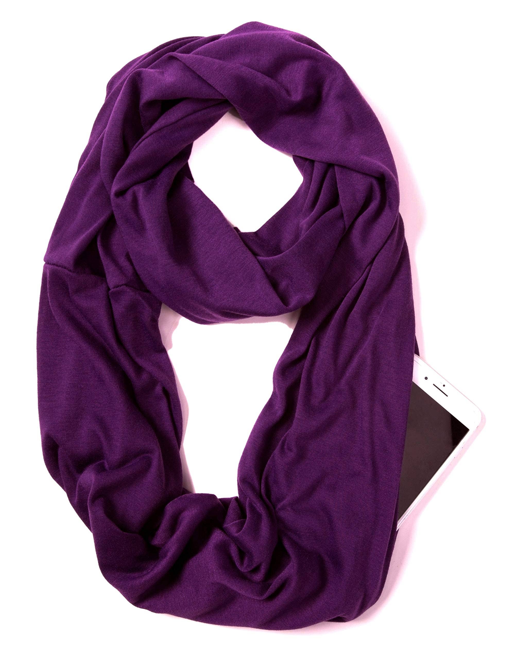 Elzama - Wholesale Scarf - Women's - ELZAMA Solid Color Infinity Scarf with Hidden Zipper Pocket7