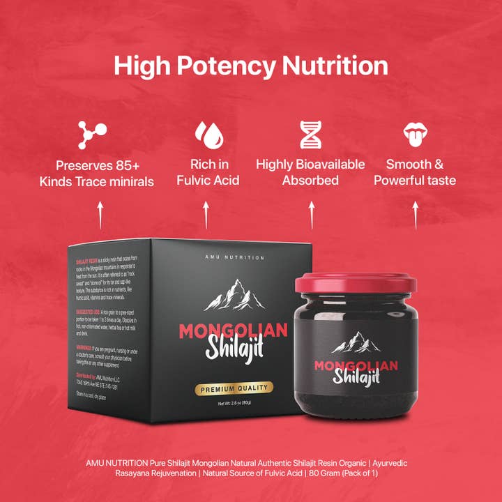 Amu Nutrition – Engroshandel Kosttilskud og vitaminer – 80g mongolsk Shilajit Pure ayurvedisk sundheds mundtligt supplement