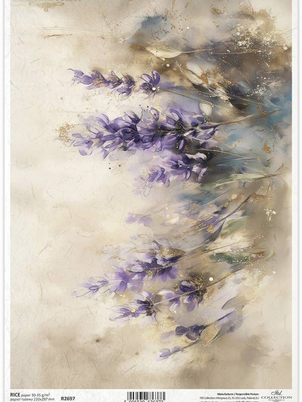 R2697 - Harmonie Lavande - Papier de Riz A4 pour la vente par Decoricepaper
