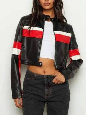 biker long sleeve zip up jacket for wholesale by Fashion Combination
