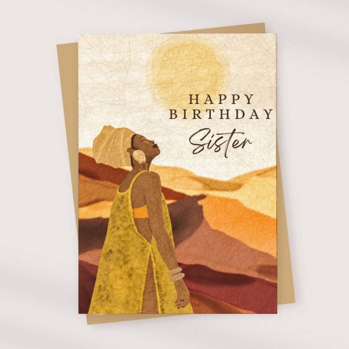 Sister Birthday Card | African Art | Greeting Card | Card For Friend | Afro-Boho Card| Melanin | African Sister Card | African Women Card for wholesale by Organique Rita | Art Prints & Stationary