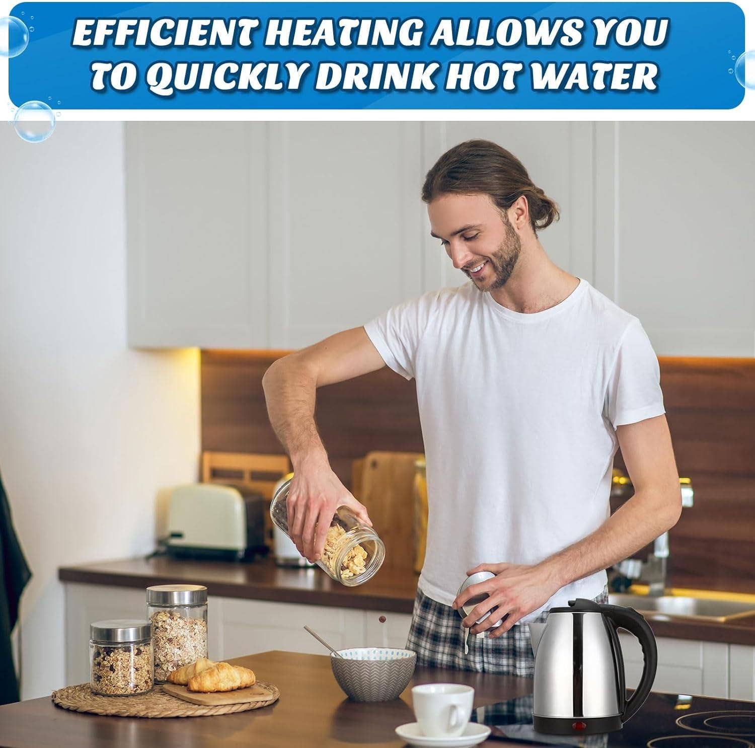 VIGOR - Vendita all'ingrosso Bollitori - Bollitore elettrico in acciaio inox da 2 L con riscaldamento rapido5