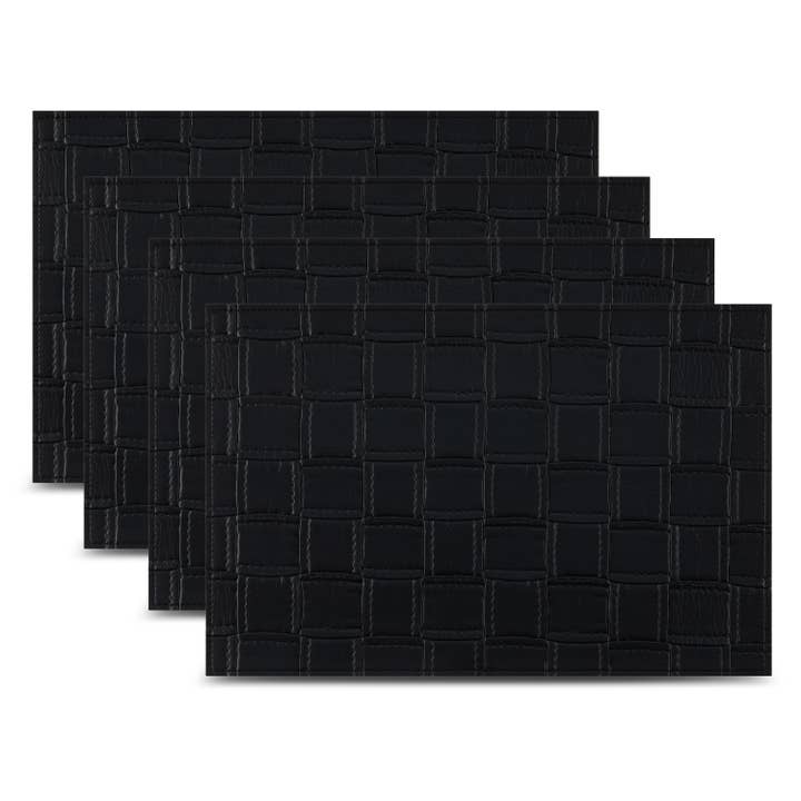 Ensemble de 4 sets de table réversibles en cuir végétalien Bostonian 12"x18" pour la vente par Ala Carte (By Dainty Home)