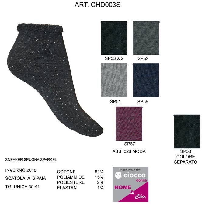 Korte sokken voor dames - huiskleding (CHD003S) voor wholesale door Ciocca