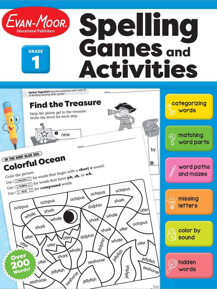 Spelling Games And Activities, Grade 1 for wholesale by Carson Dellosa Education